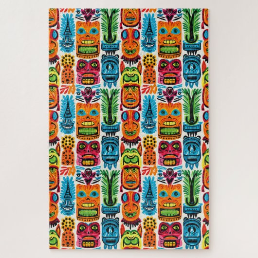 Whimsical Tropical Tiki Masken Puzzle (Vertikal)