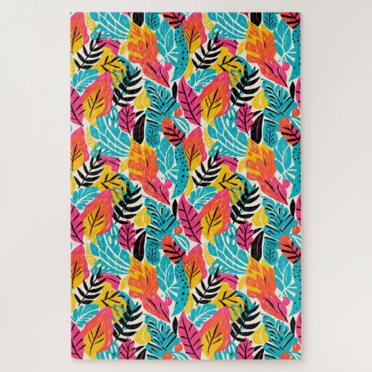 Whimsical Tropical Watercolor Blätter schwierig Puzzle (Vertikal)