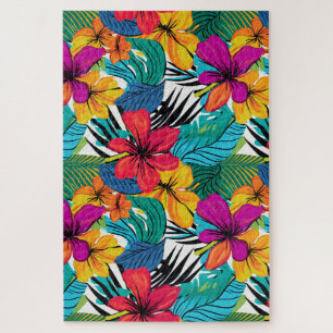 Whimsical Tropical Watercolor Florals Puzzle