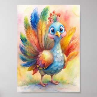 Whimsical Türkei Aquarell, Nature Illustration Poster
