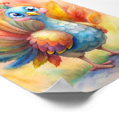 Whimsical Türkei Aquarell, Nature Illustration Poster (Ecke)