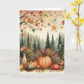 Whimsical Turkey Feathers Erntedank Karte (Gelbe Blume)