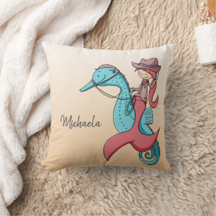 Whimsical Türkise Mermaid Cowgirl Kissen