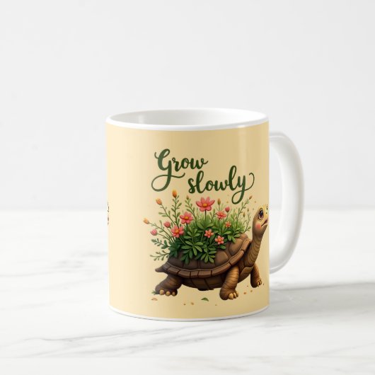 Whimsical Turtle Floral Tasse (VorderseiteRechts)