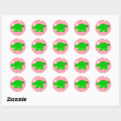 Whimsical Turtle Pink Polka Dots Runder Aufkleber (Blatt)