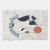 Whimsical Tuxedo Cat Stay Pawsitive Kitchen Towel Geschirrtuch (Horizontal)