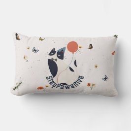 Whimsical Tuxedo Cat Stay Pawsitive Lumbar Throw P Lendenkissen