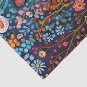 Whimsical Tuxedo Katze mit Wildblumen Decoupage Seidenpapier (Detail)