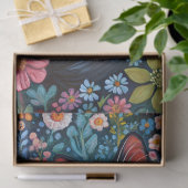 Whimsical Tuxedo Katze mit Wildblumen Decoupage Seidenpapier (Geschenk)