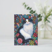 Whimsical Tuxedo Katze mit Wildblumen Postkarte (Stehend Vorderseite)
