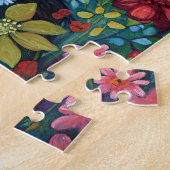Whimsical Tuxedo Katze mit Wildblumen Puzzle (Seite)