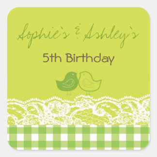 Whimsical Twin Birds Lace Geburtstagsparty Sticker