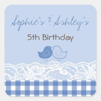 Whimsical Twin Birds Lace Geburtstagsparty Sticker