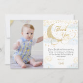 Whimsical Twinkle Little Star Blue Birthday Foto Dankeskarte (Vorderseite)