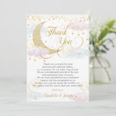 Whimsical Twinkle Little Star Gender Reveal Dankeskarte (Stehend Vorderseite)
