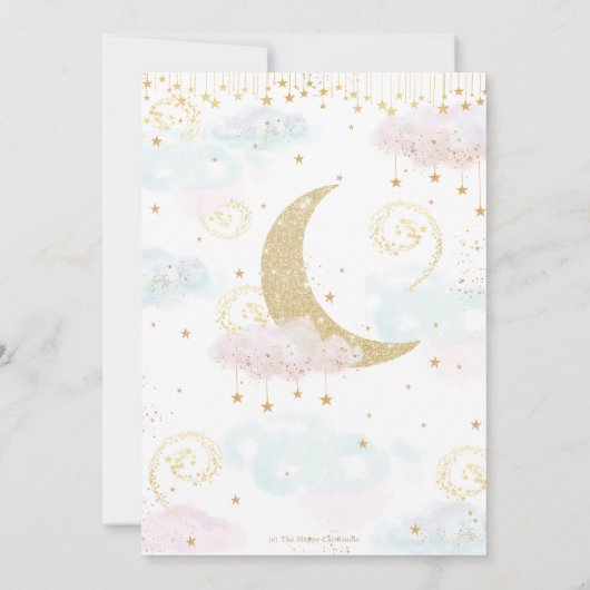 Whimsical Twinkle Little Star Gender Reveal Dankeskarte (Rückseite)