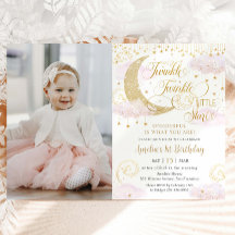 Whimsical Twinkle Little Star Pink 1. Geburtstag