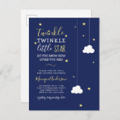 Whimsical Twinkle Twinkle Little Star Baby Dusche Einladungspostkarte (Vorne/Hinten)