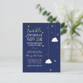 Whimsical Twinkle Twinkle Little Star Baby Dusche Einladungspostkarte (Stehend Vorderseite)