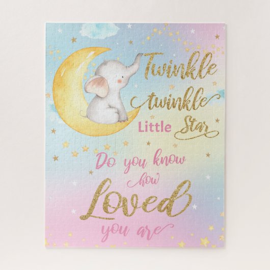 Whimsical Twinkle Twinkle Little Star Elephant Puzzle (Vertikal)