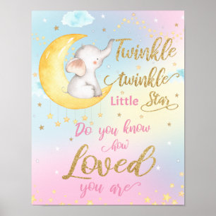 Whimsical Twinkle Twinkle Little Star Kinderzimmer Poster