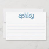 Whimsical Two Color Bold Name Editable Blue Linse Mitteilungskarte (Vorderseite)