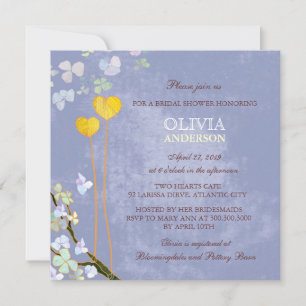 Whimsical Two Hearts Blue Brautparty Einladung