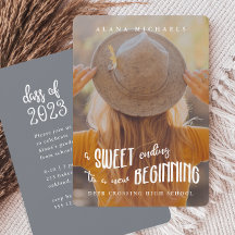 Whimsical Type 2023 Foto Graduation Party Blue