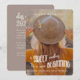Whimsical Type Foto 2023 Graduation Party Taupe Einladung
