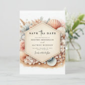 Whimsical Typografy Beach Hochzeit Save The Date (Stehend Vorderseite)