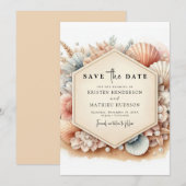 Whimsical Typografy Beach Hochzeit Save The Date (Vorne/Hinten)