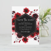 Whimsical Typografy Crimson Red Wedding Save The Date (Stehend Vorderseite)
