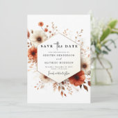 Whimsical Typografy Terracotta Wedding Save The Date (Stehend Vorderseite)