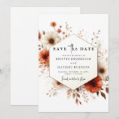 Whimsical Typografy Terracotta Wedding Save The Date (Vorne/Hinten)