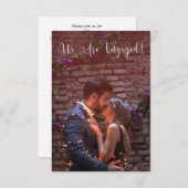 Whimsical Typography Custom Photo Engagement Party Einladung (Vorne/Hinten)