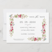 Whimsical Typography Red & Pink Shades Flowers Save The Date (Rückseite)