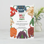 Whimsical Ugly Sweater Holiday Christmas Party  Einladung (Stehend Vorderseite)