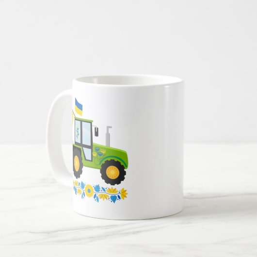 Whimsical Ukraine Traktor Kaffeetasse (Vorderseite Links)