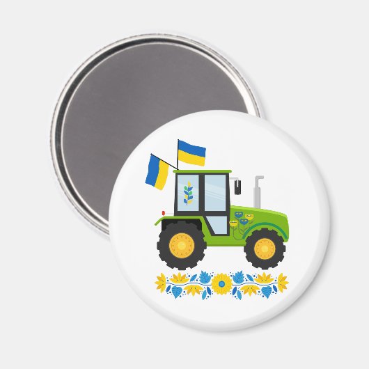 Whimsical Ukraine Traktor Magnet (Vorderseite/Rückseite)