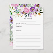 Whimsical Ultraviolet Gold Pink Floral Rezept Card (Vorne/Hinten)