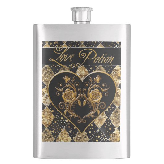 Whimsical und Elegant Goth Liebe Potion Flachmann (Vorderseite)