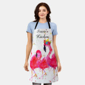 Whimsical und farbenfroh rosa Flamingo Schürze (Getragen)