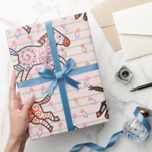 Whimsical und spielerisch stilisierte Zebras Geschenkpapier