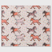 Whimsical und spielerisch stilisierte Zebras Geschenkpapier (Flach)