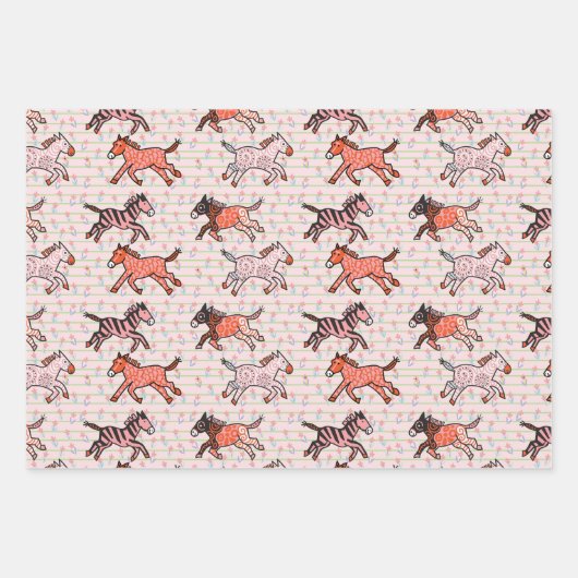 Whimsical und spielerisch stilisierte Zebras Geschenkpapier Set (Vorderseite 3)