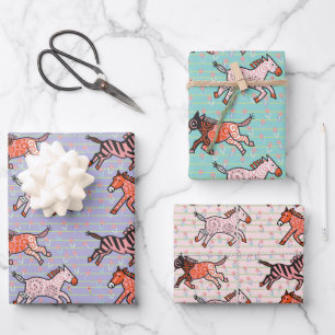 Whimsical und spielerisch stilisierte Zebras Geschenkpapier Set