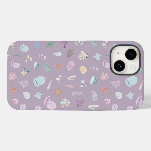 Whimsical Under Sea Beachy Pastel Seashells Case-Mate iPhone Hülle (Rückseite (Horizontal))