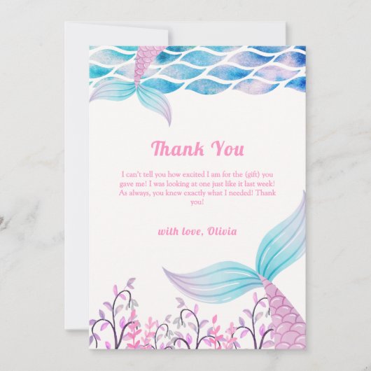 Whimsical Under Sea Mermaid Schwanz Babydusche Dankeskarte (Vorderseite)