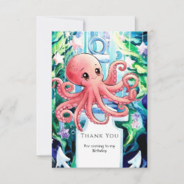 Whimsical Under Sea Octopus Birthday Dankeskarte