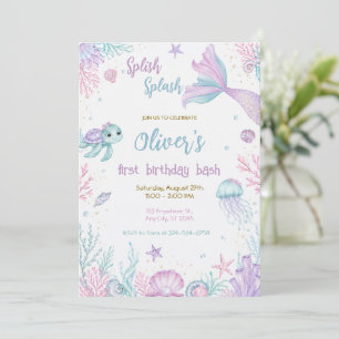 Whimsical Under the Sea Erster Geburtstagsparty Einladung